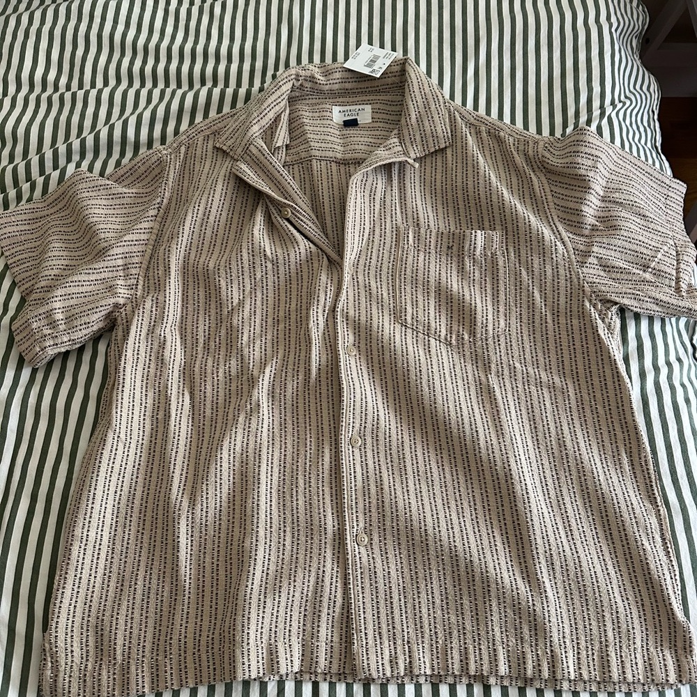 American Eagle Outfitters Tan Casual Button Down Shirt